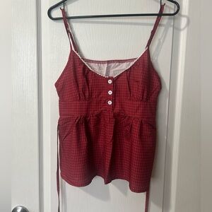 Red Checkered Women's Top